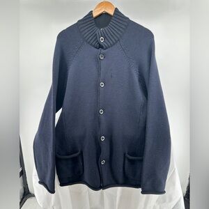 Armani Collezioni virgin wool navy blue cardigan
